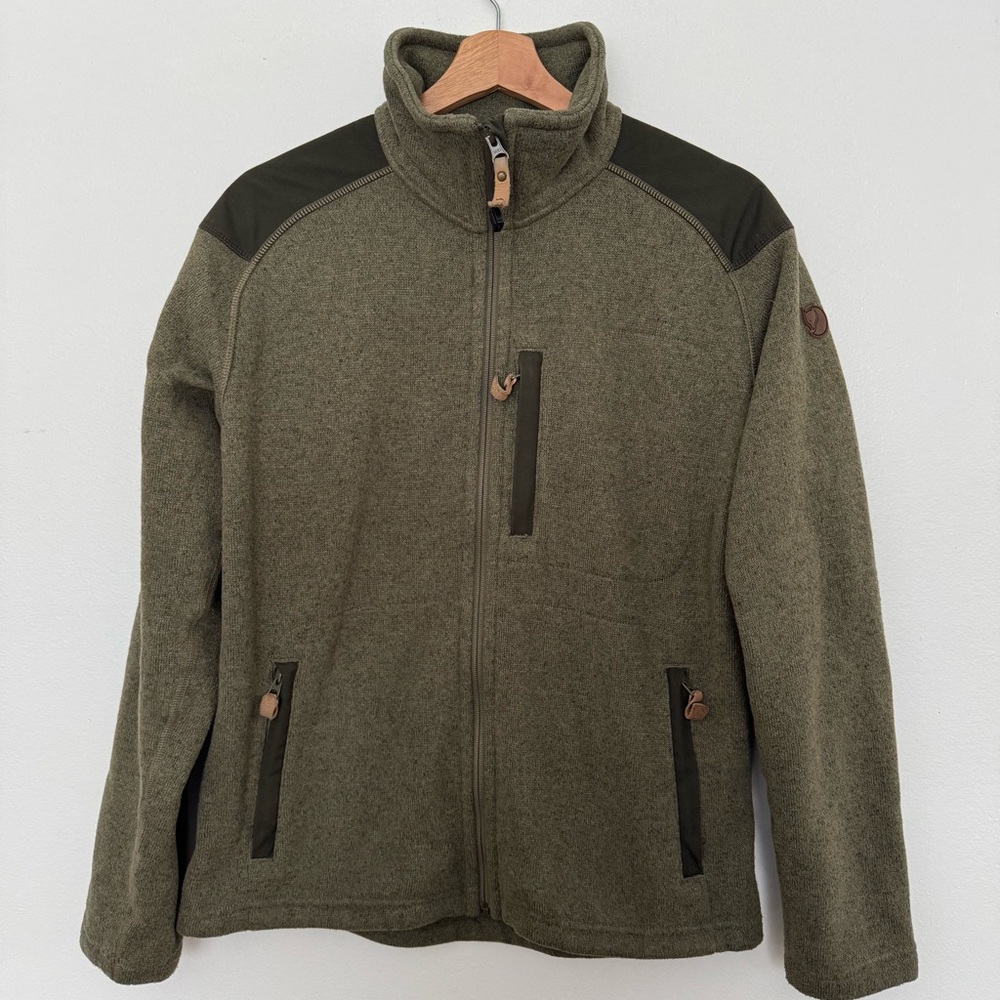 Fjallraven Buck Fleece Jacket Mens Medium Green Full Zip Outdoor Hiking Gorpcore